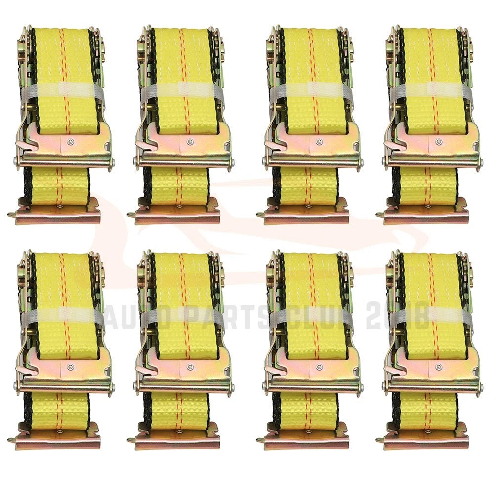 Set of 8 E Track Ratchet Tie Down Straps for Truck Trailer Cargo Van