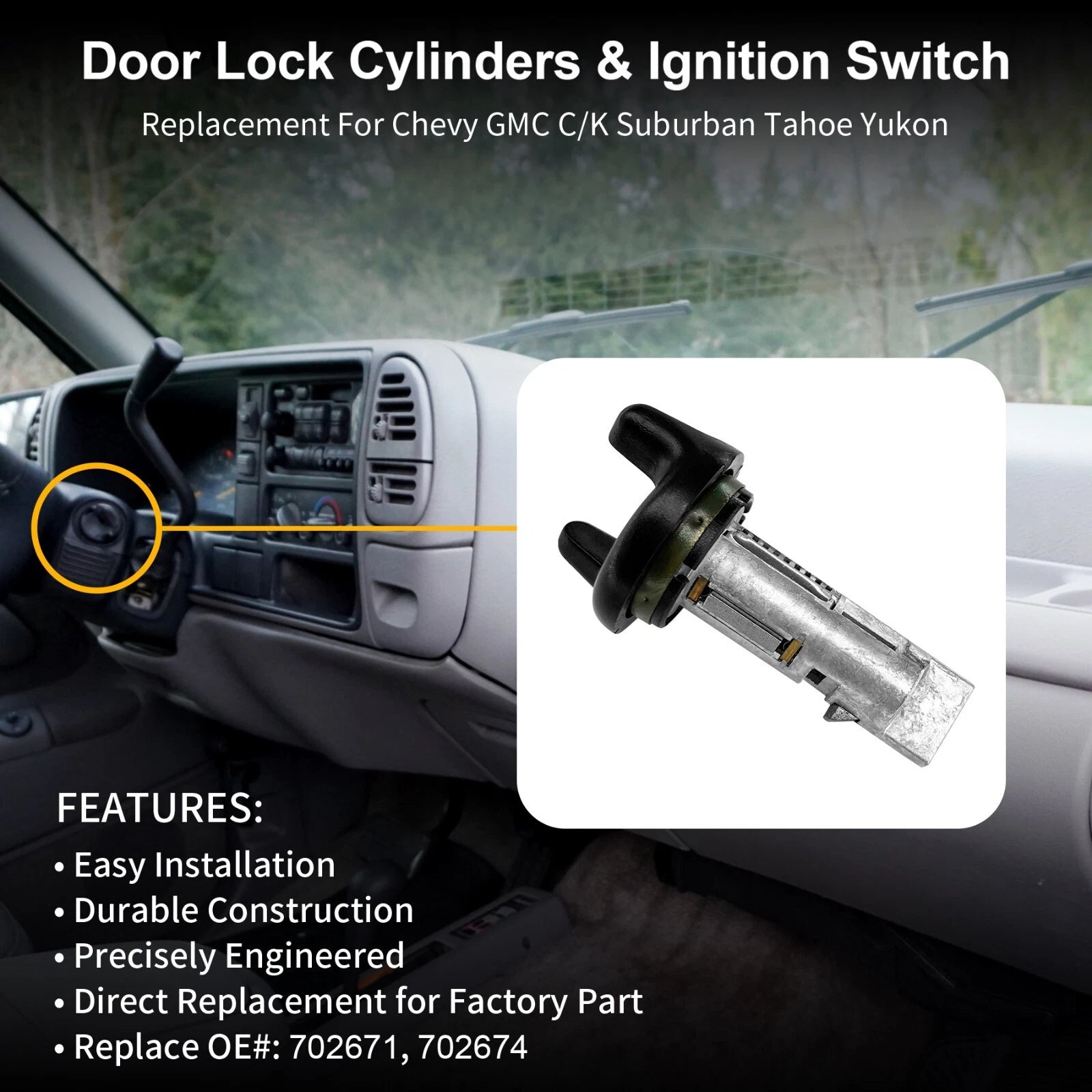Ignition Switch & Door Lock Cylinders for Chevy GMC C/K Suburban (1973-1991)