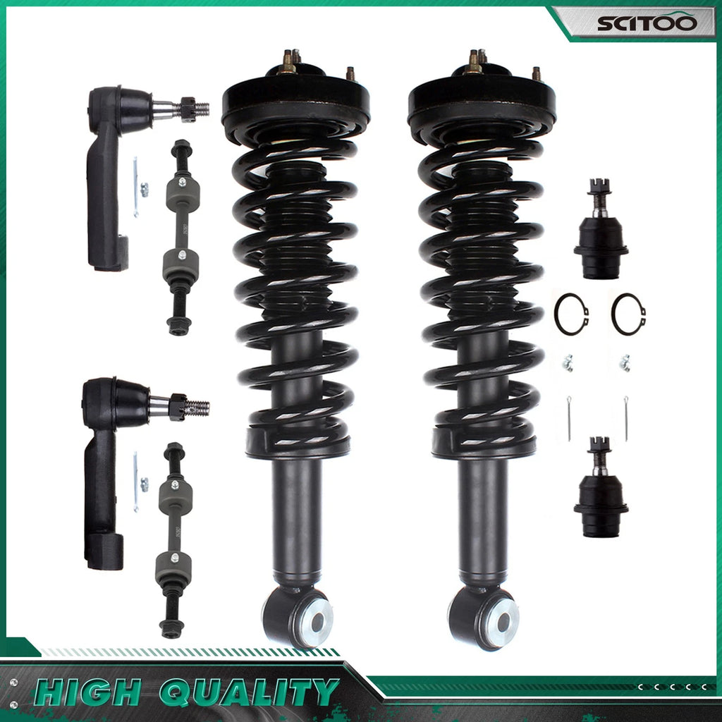 Front Strut Spring Sway Bar Tie Rod Ball Joints for Ford F-150 (2009–2013)