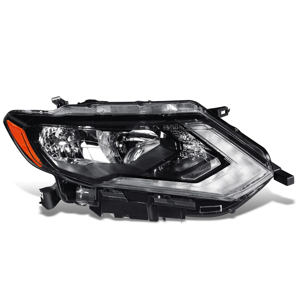 LED DRL Headlight for Nissan Rogue (2017–2020) Right Passenger Black Housing