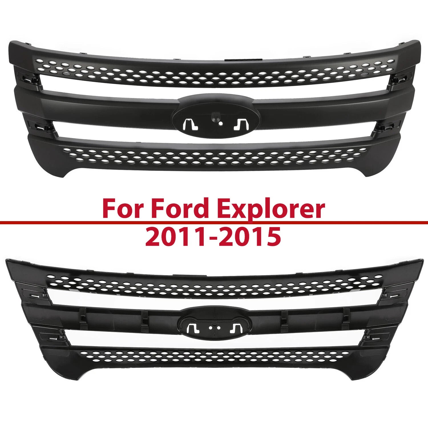 Front Bumper Upper Grille for Ford Explorer (2011-2015) Black
