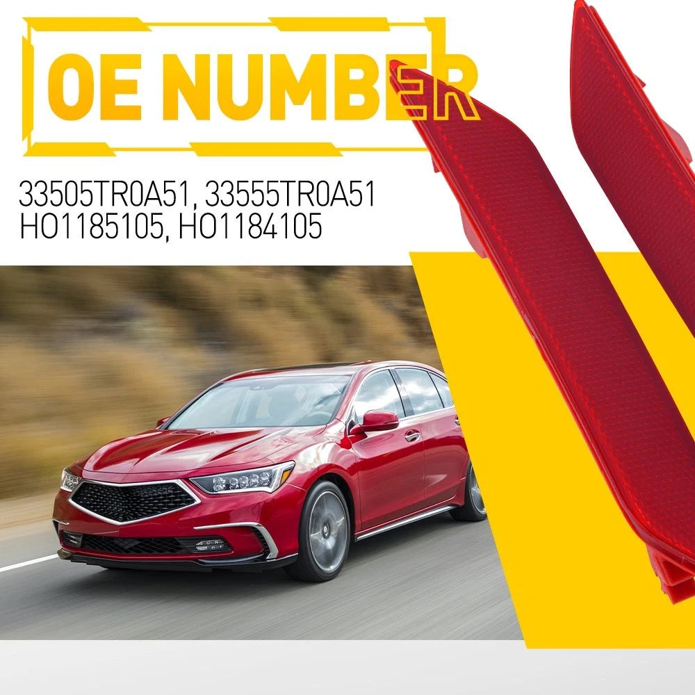 2X Rear Bumper Reflector Brake Light Covers for Honda Civic Sedan (2013–2015)