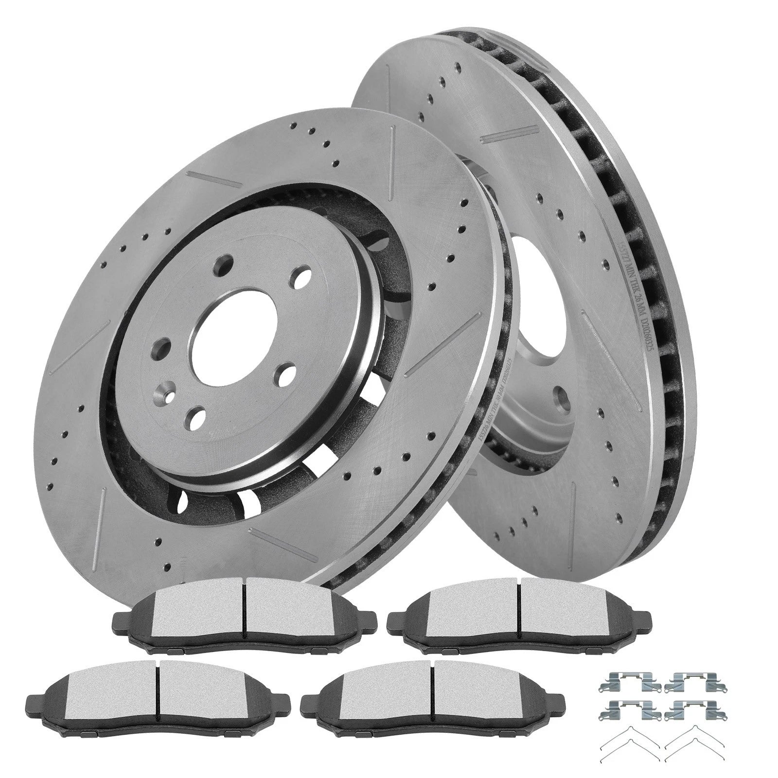 Front Brake Drilled & Slotted Rotors & Pads for Nissan Frontier Pathfinder (2005–2022)