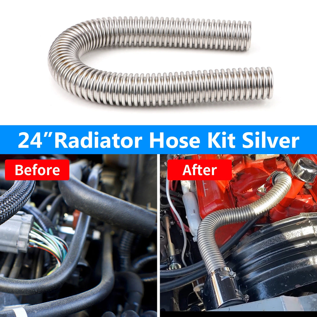 24" Stainless Steel Radiator Coolant Water Hose Kit Universal