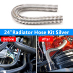 24" Stainless Steel Radiator Coolant Water Hose Kit Universal
