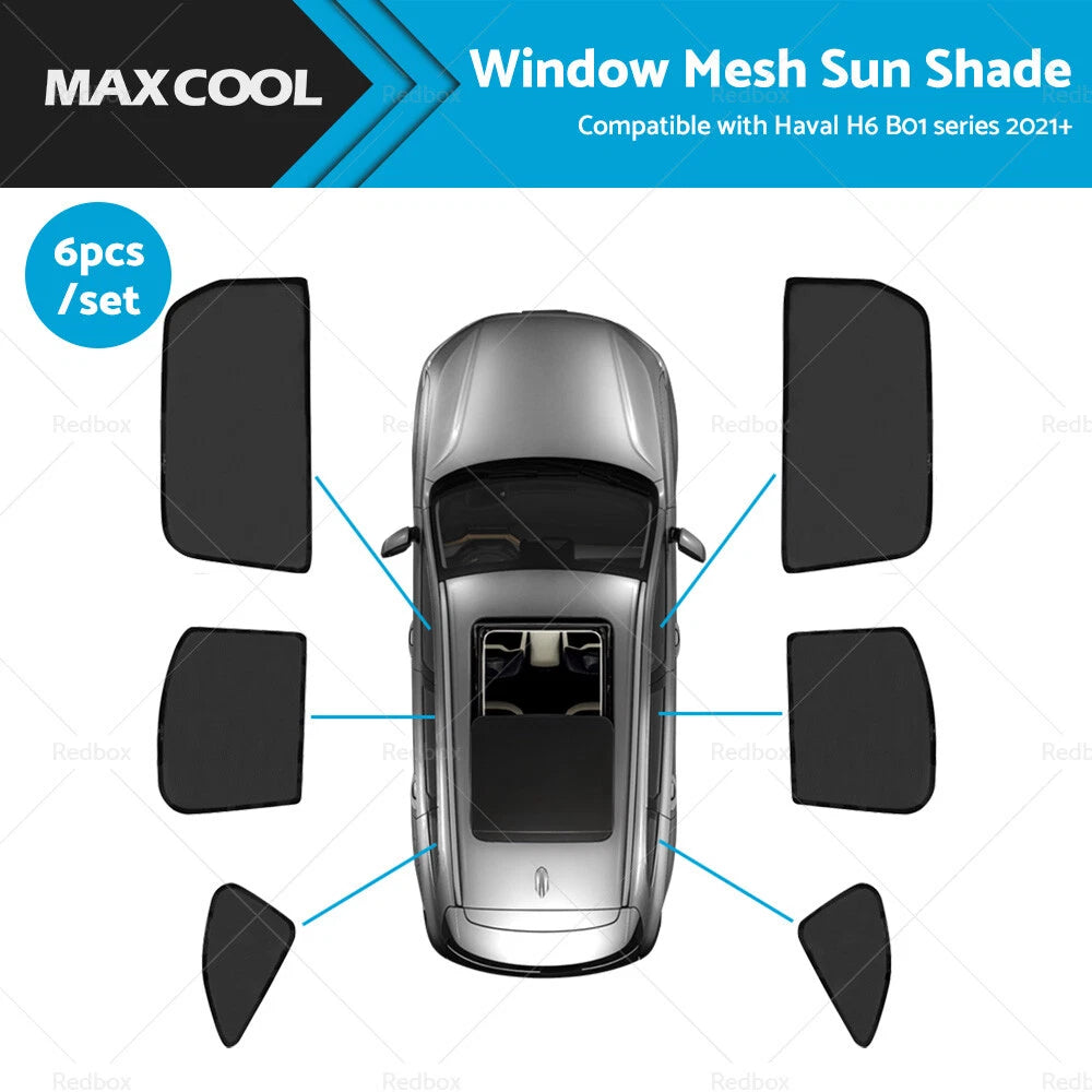 6x Foldable Window Mesh Sun Shade for Haval H6 B01 Series (2021–Present)