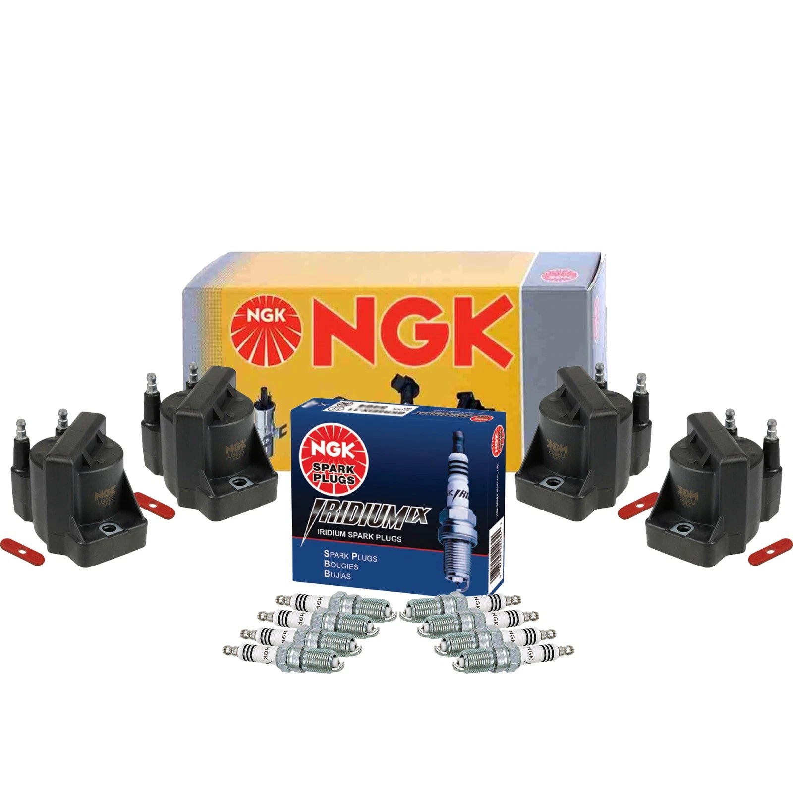 Set of 4 NGK Ignition Coils & 8 Iridium IX Spark Plugs for Chevrolet Corvette ZR1 (2009–2013)