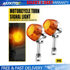 Set of 2 Amber Halogen Turn Signal Indicator Lights for Universal Motorcycle (12V)
