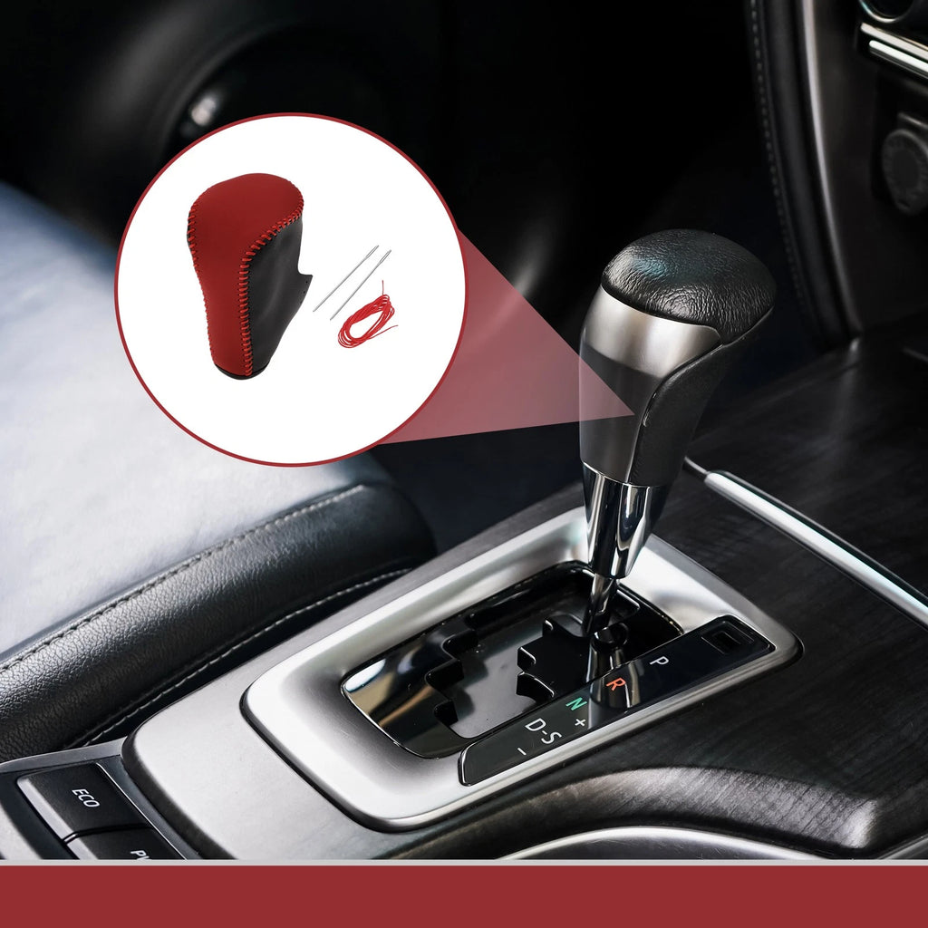 1 Pc Gear Shift Knob Cover for Honda Accord (2008–2012) Black Red Leather