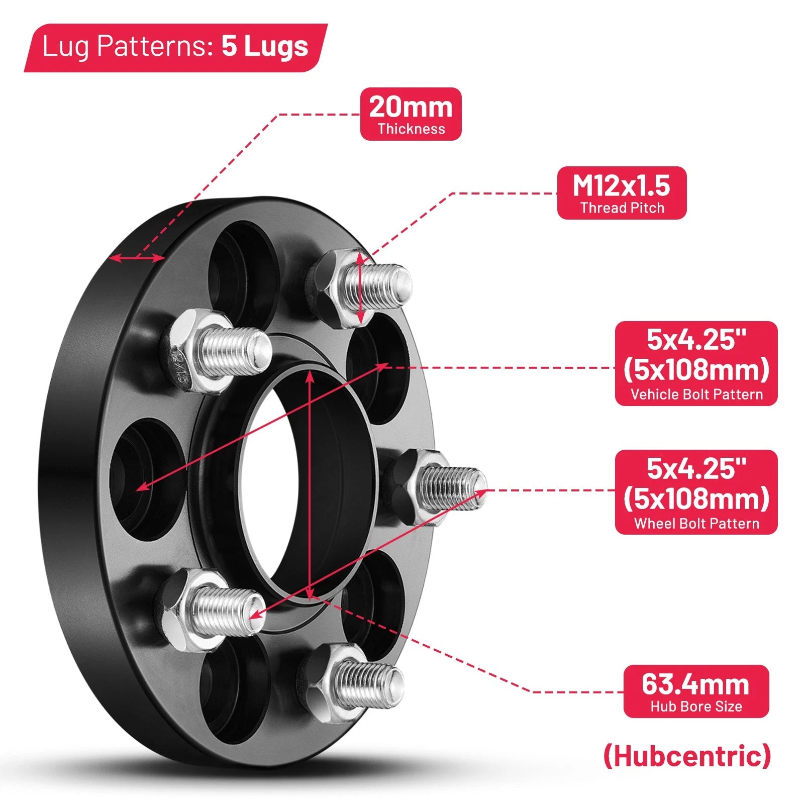 2X 20mm Hubcentric Wheel Spacers for Jaguar F-Type S-Type X-Type XE XF (2013–2020)