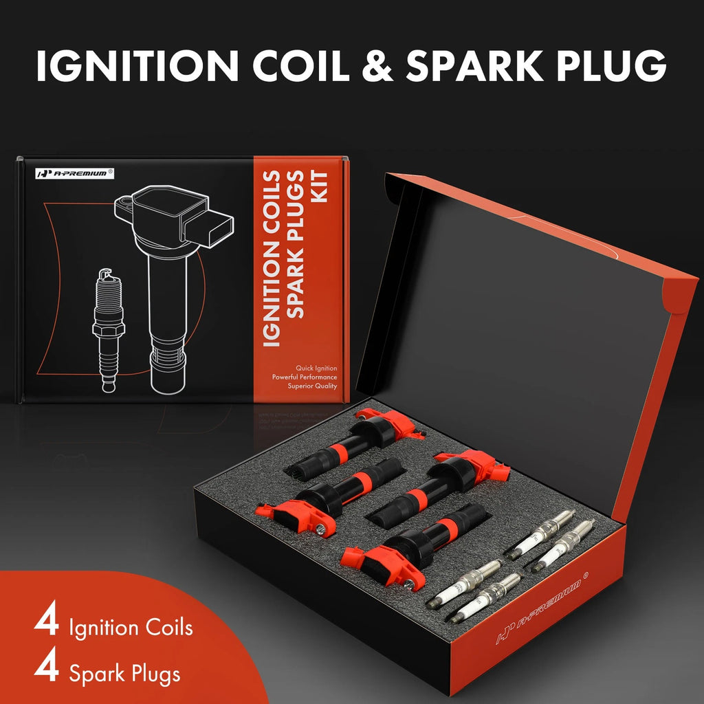 Set of 4 Ignition Coils & Iridium Spark Plugs for Kia Soul Hyundai Accent (2010–2021)