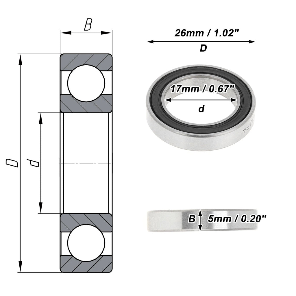 1 Pc 6803DD Deep Groove Ball Bearing P4 for Scooter Skateboard (17x26x5mm)