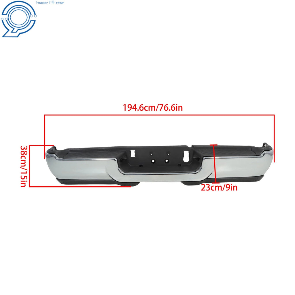 Rear Step Bumper Assembly Chrome Steel for RAM 2500 3500 Pickup (2019–2024)