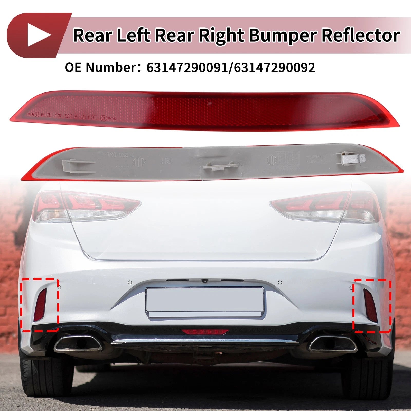 Set of 2 Rear Bumper Reflectors for BMW X5 (No. 63147290092)