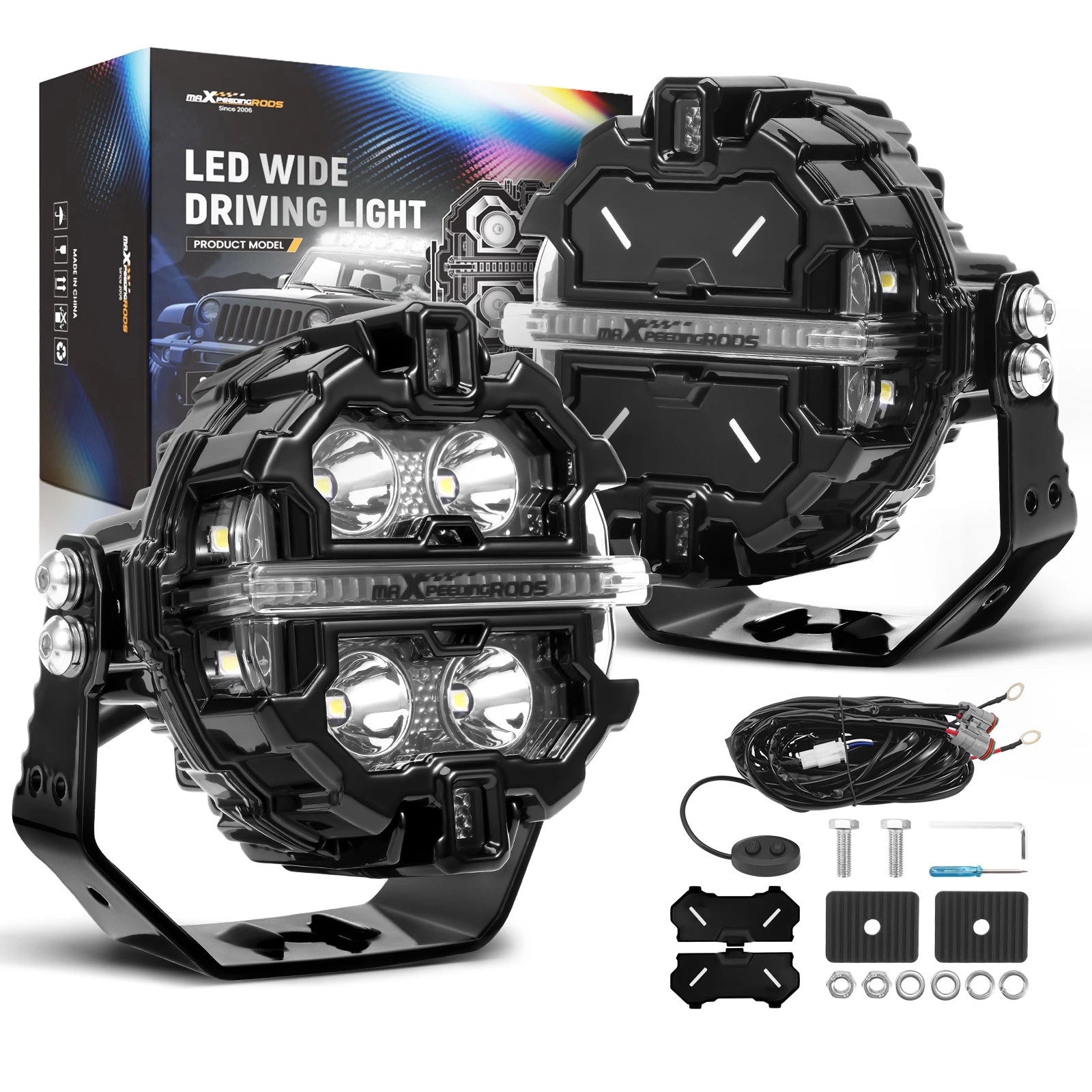 3.5" LED Pod Lights Spot Beam Side Shooter RGB DRL For Off Road ATV UTV SUV 160W