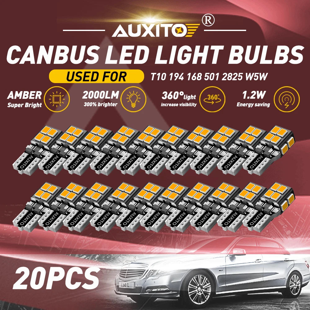 Set of 4 T10 LED Side Marker Light Bulbs for Automotive (Error Free)