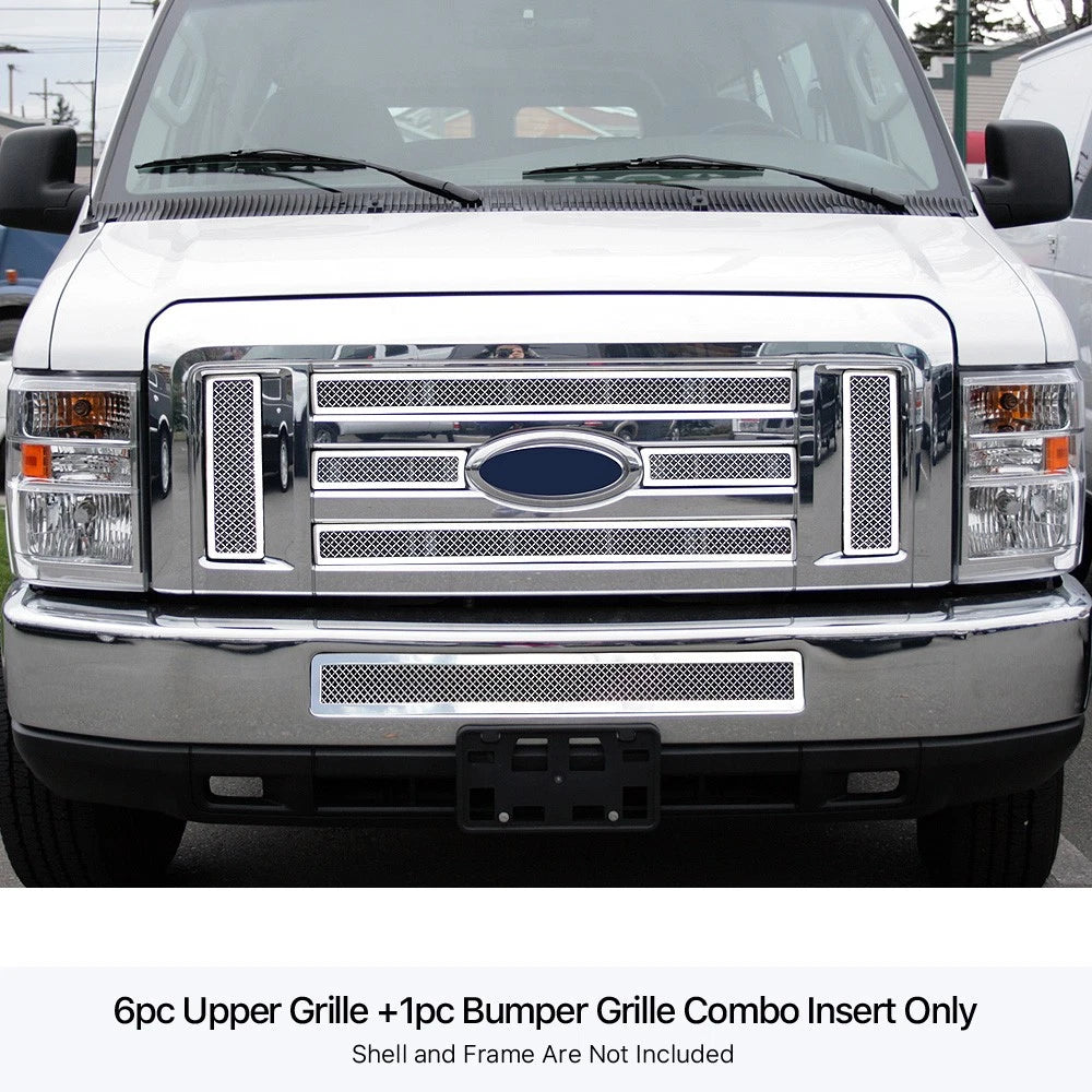 Stainless Steel Mesh Grille Combo for Ford Econoline Van (2008-2014)