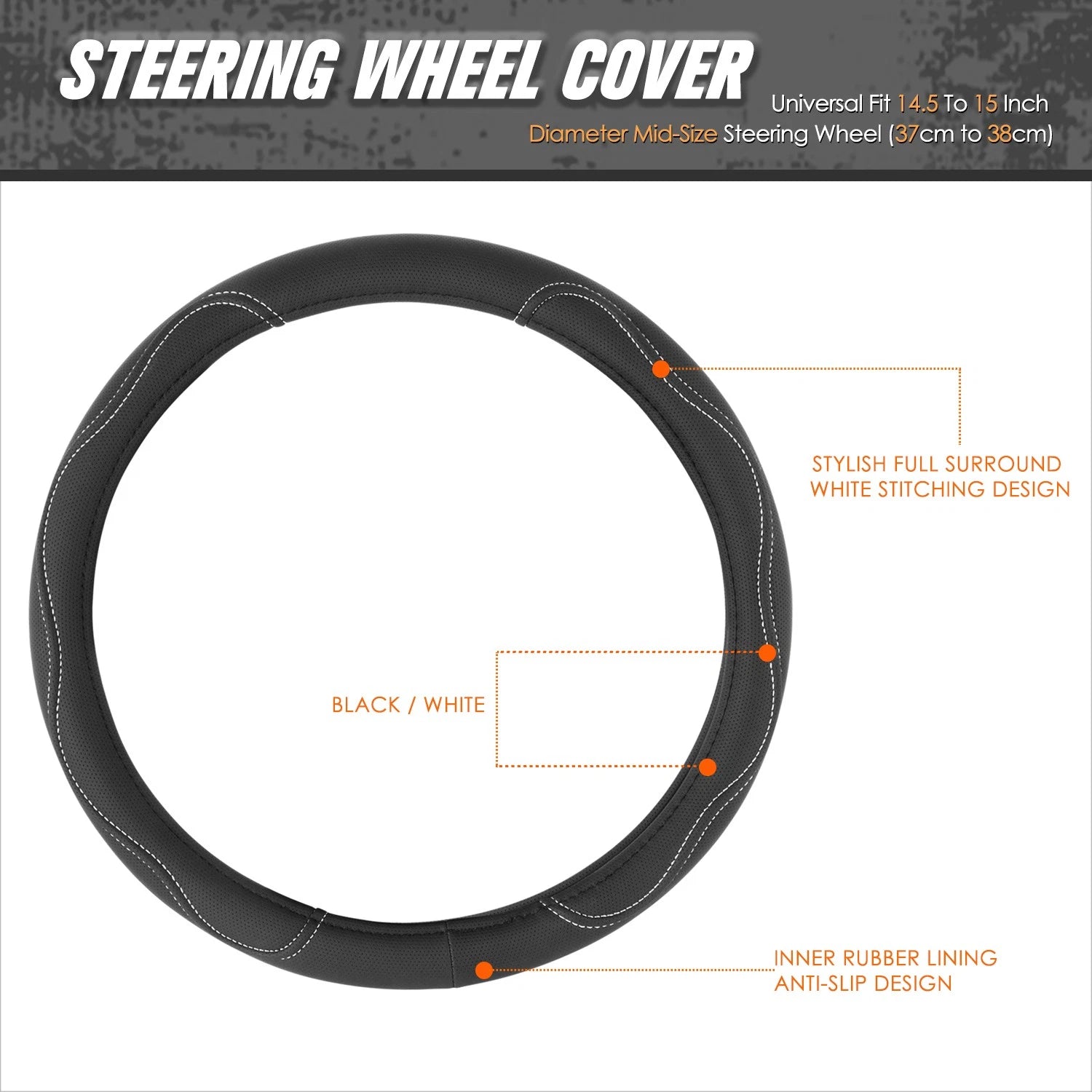 Steering Wheel Cover for - 14.5-15" Perforated Leather