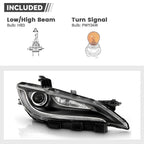 Halogen Headlight for Chrysler 200 (2015–2017) w/o LED DRL, Chrome Trim, Left