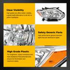 Set of 2 Headlight Assemblies for Nissan Rogue (2014–2016) Chrome Amber