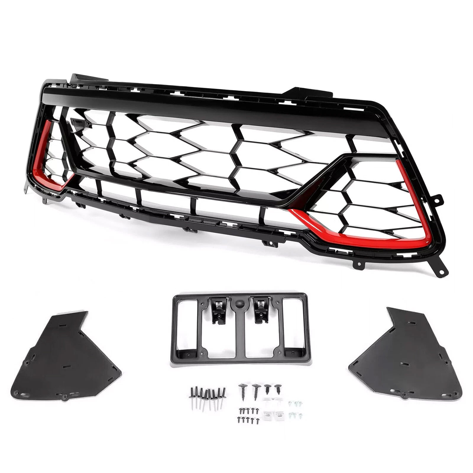 Front Lower Bumper Grille for Chevrolet Camaro SS (2016–2018) Gloss Black Red