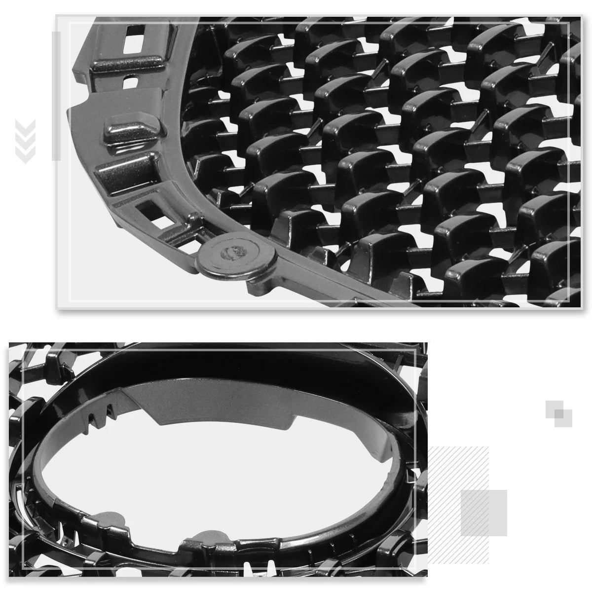 Front Grille Shell for Mazda 6 (2018–2021) Dark Gray Meshed w/Badge Slot