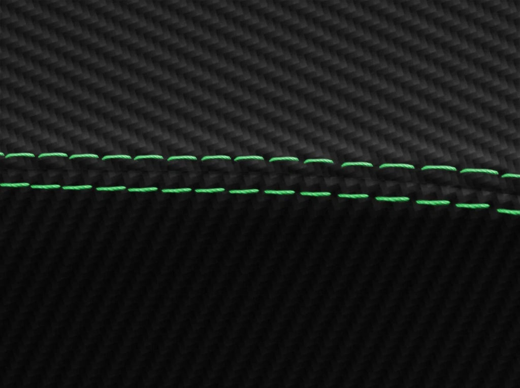 Door Panel Insert PVC Carbon Cover for Ford Mustang (2015–2020) Green Stitch