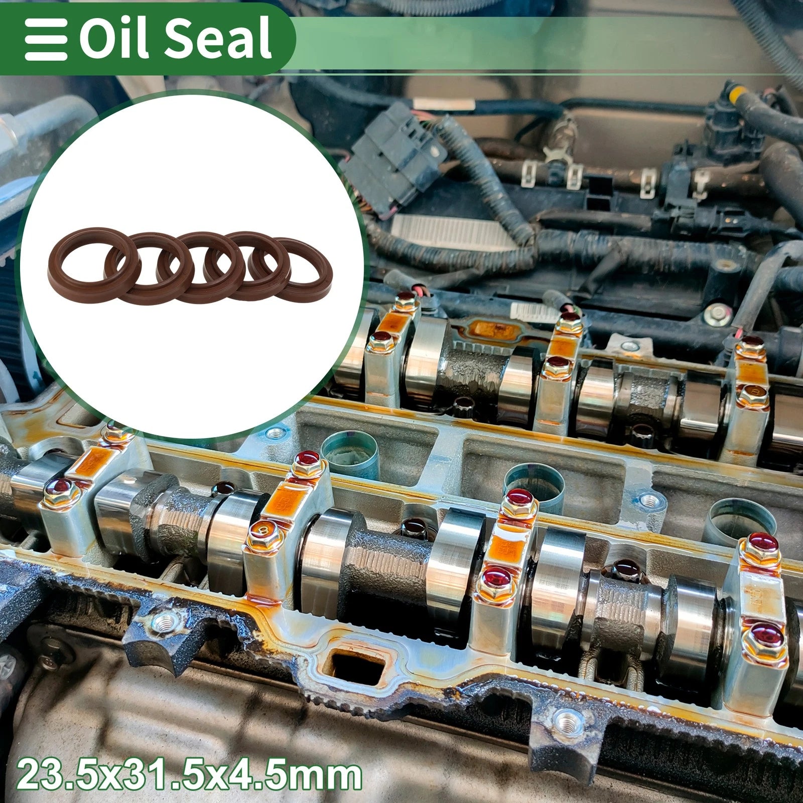 Set of 5 Oil Seal Rotary Shaft Seal FKM Rubber 23.5x31.5x4.5mm