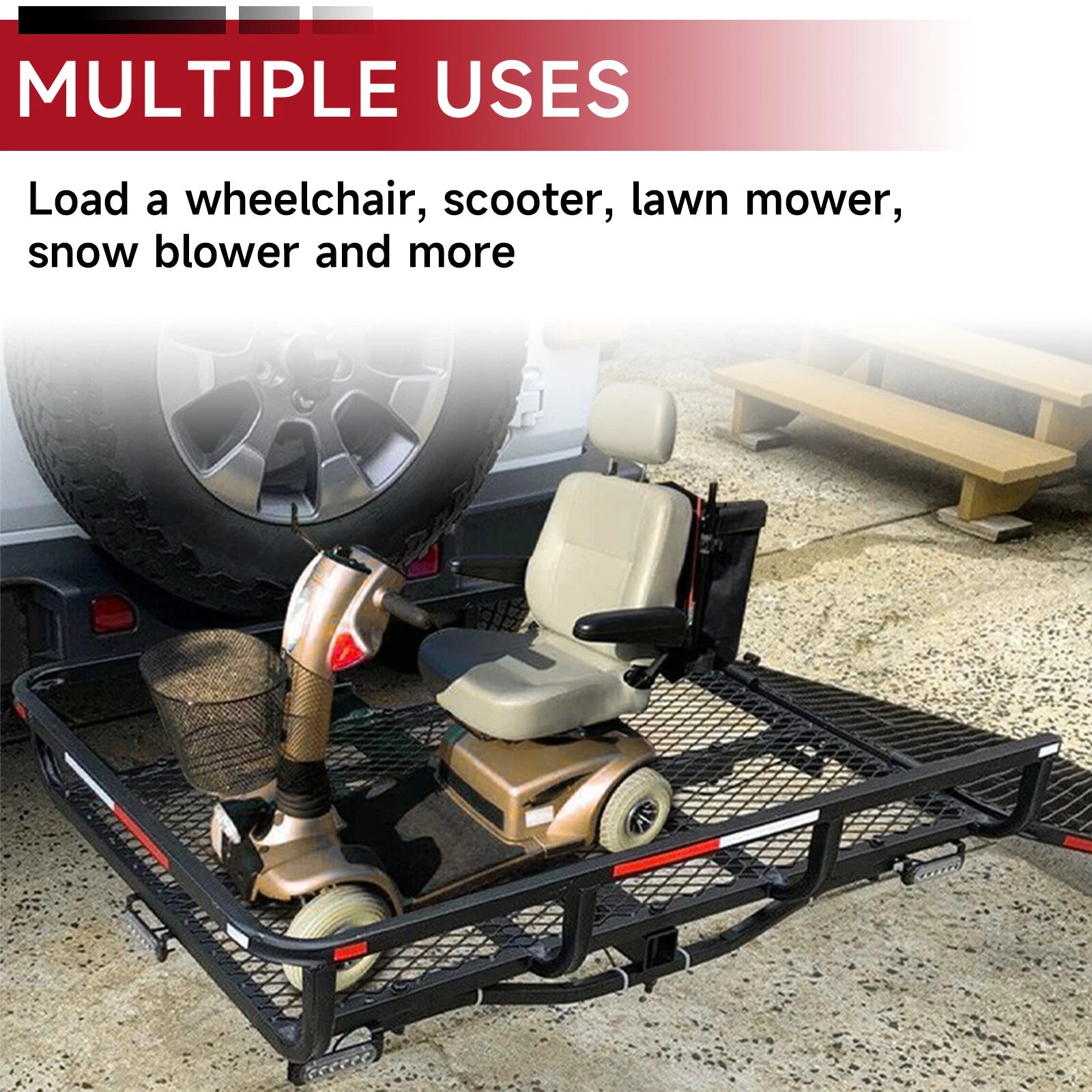 Hitch Mount Carrier for Mobility Scooter Electric Wheelchair (Fits Most Models)