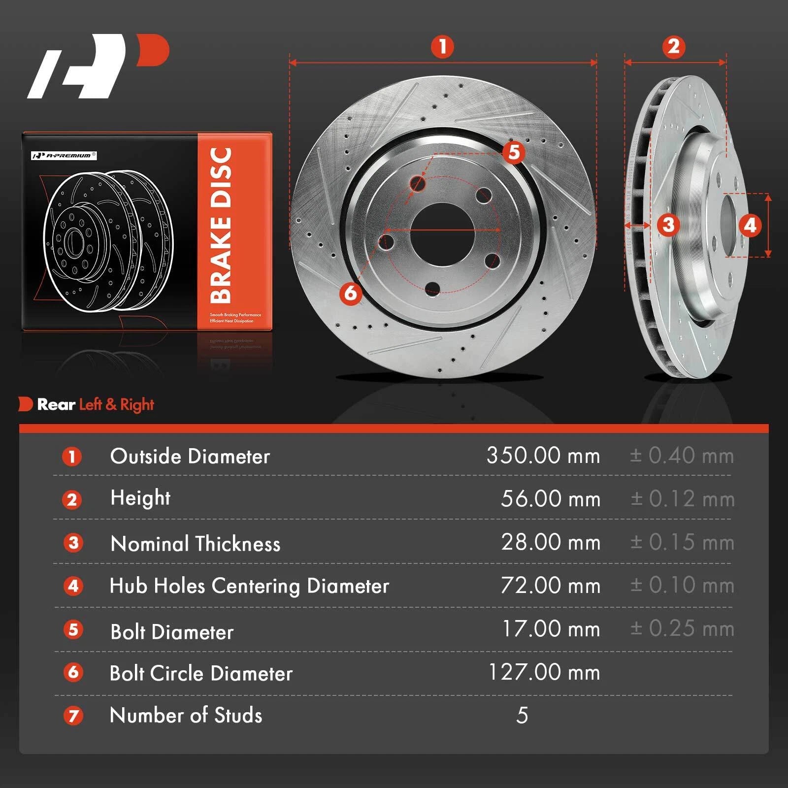 Rear Drilled Brake Rotors for Jeep Grand Cherokee Dodge Durango