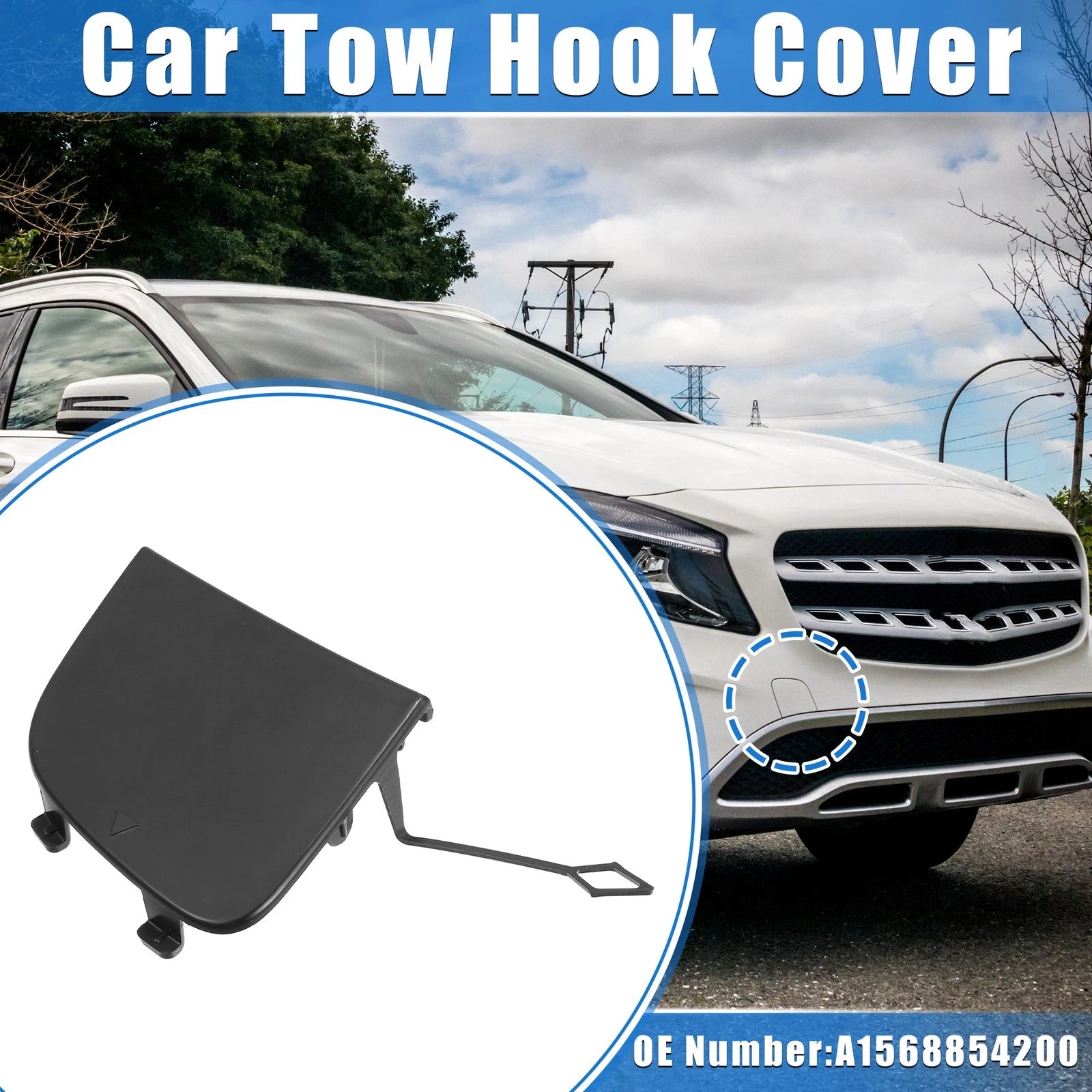 Tow Hook Eye Hole Cover Cap for Mercedes-Benz GLA 250 (2015–2020) Black