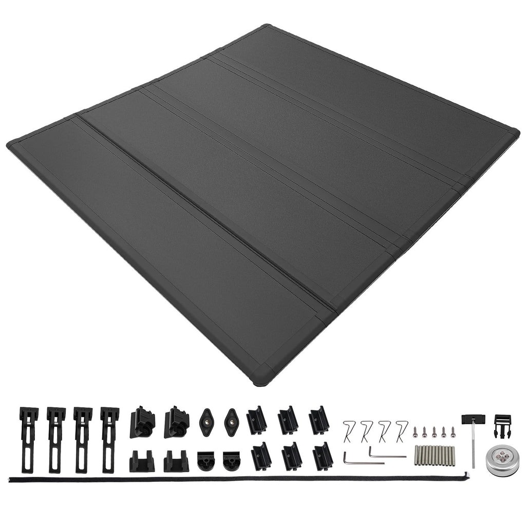 Quad-Fold Truck Tonneau Cover for Nissan Titan 2016-2026 6.5ft Waterproof FRP+PP