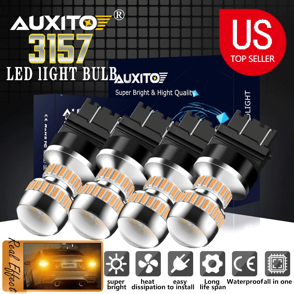 2X LED Turn Signal Light Bulbs for AUXITO 3156 3157 (CANBUS, Amber)