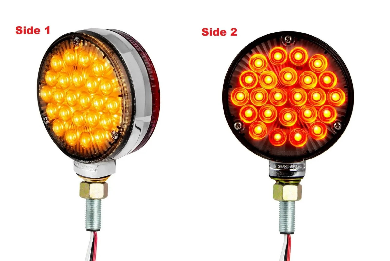 LED Pedestal Light Smoked Lens Double Face Amber Red for Jeep Wrangler (1997–2017)
