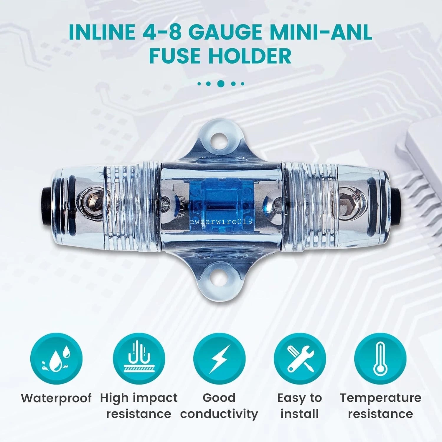 In-line Mini ANL Fuse Holder for Subwoofer (60 Amp, 4/6/8 Gauge)