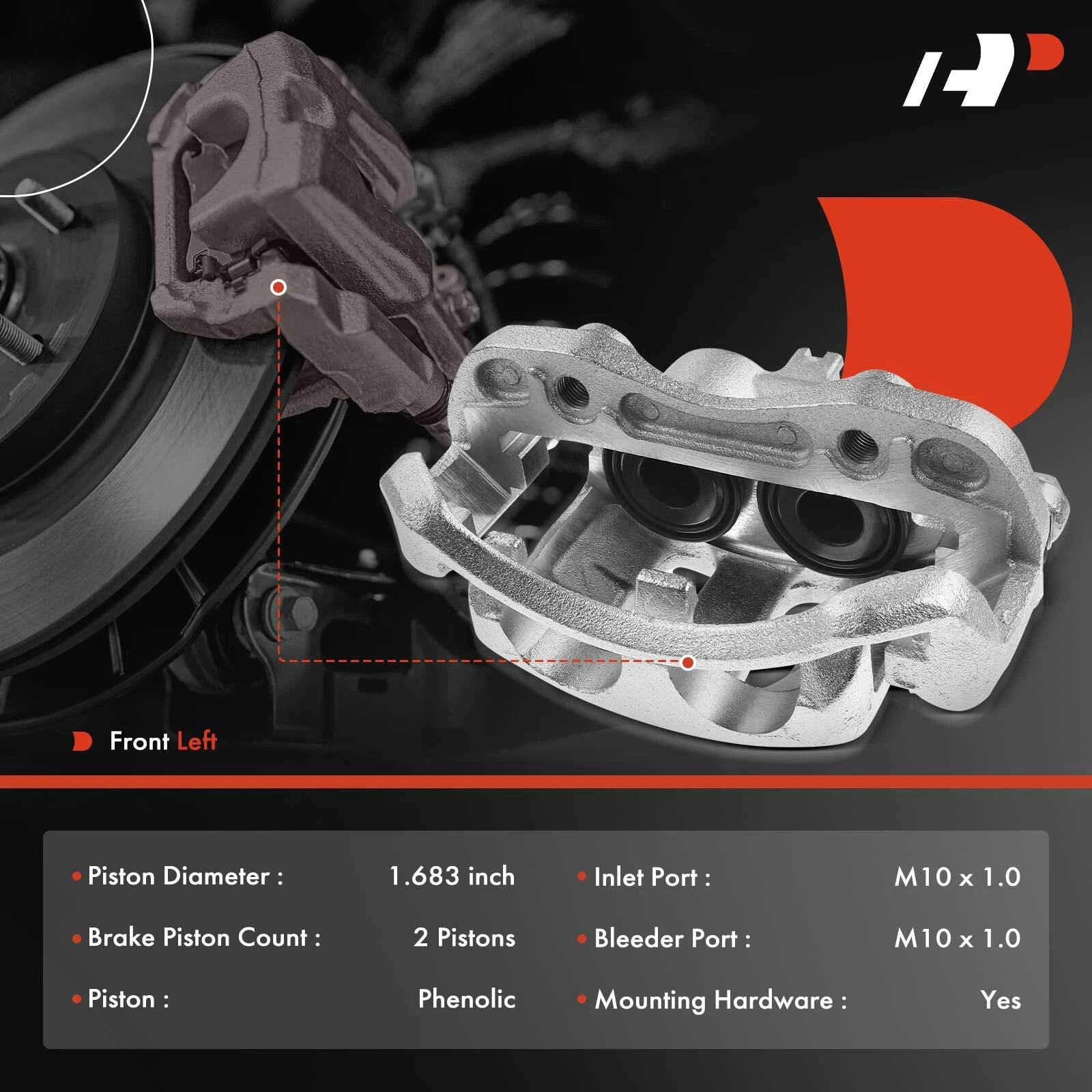 Front Left Disc Brake Caliper with Bracket for Nissan Frontier (1999-2002)