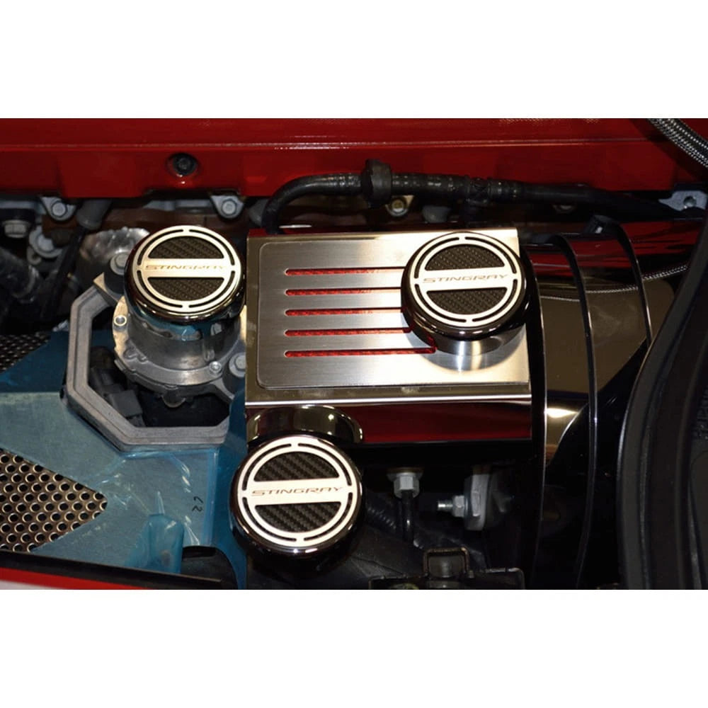 Chrome Cap Covers with Yellow CF Inlay for Chevrolet Corvette Z06 (2014–2019)