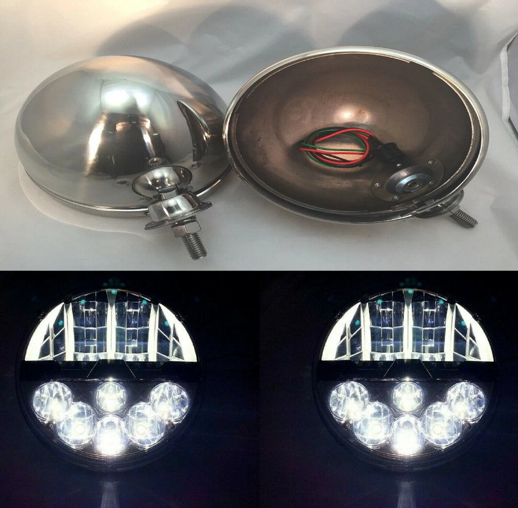Headlight Buckets with Projection LED for Dietz 7 Inch Stainless (2011–2018)