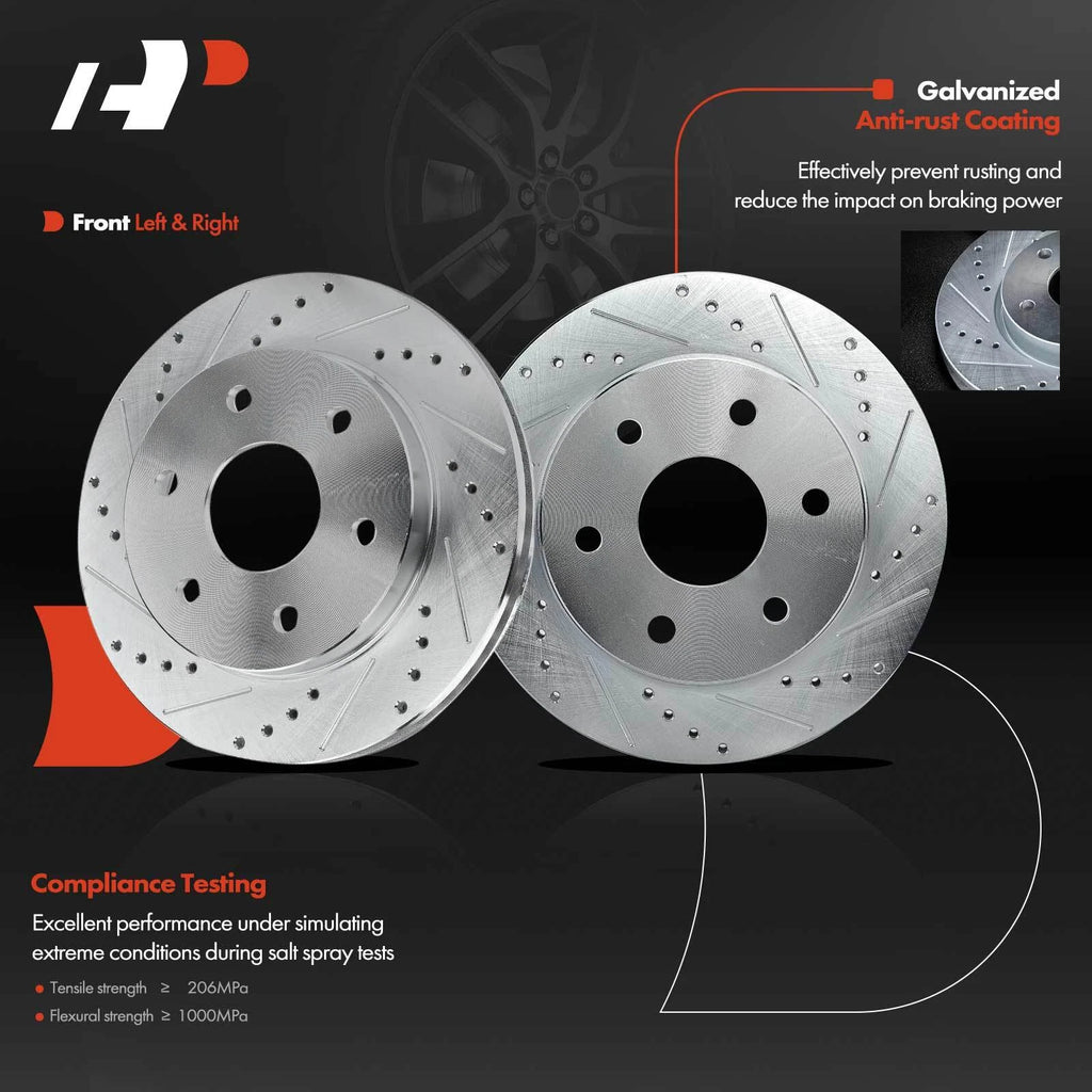 8x Front Drilled Rotors & Brake Pads for Chevy Cadillac AWD