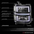 3D LED DRL Sequential Headlights for Chevrolet Silverado 1500 (2014–2015)