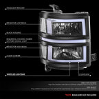 3D LED DRL Sequential Headlights for Chevrolet Silverado 1500 (2014–2015)