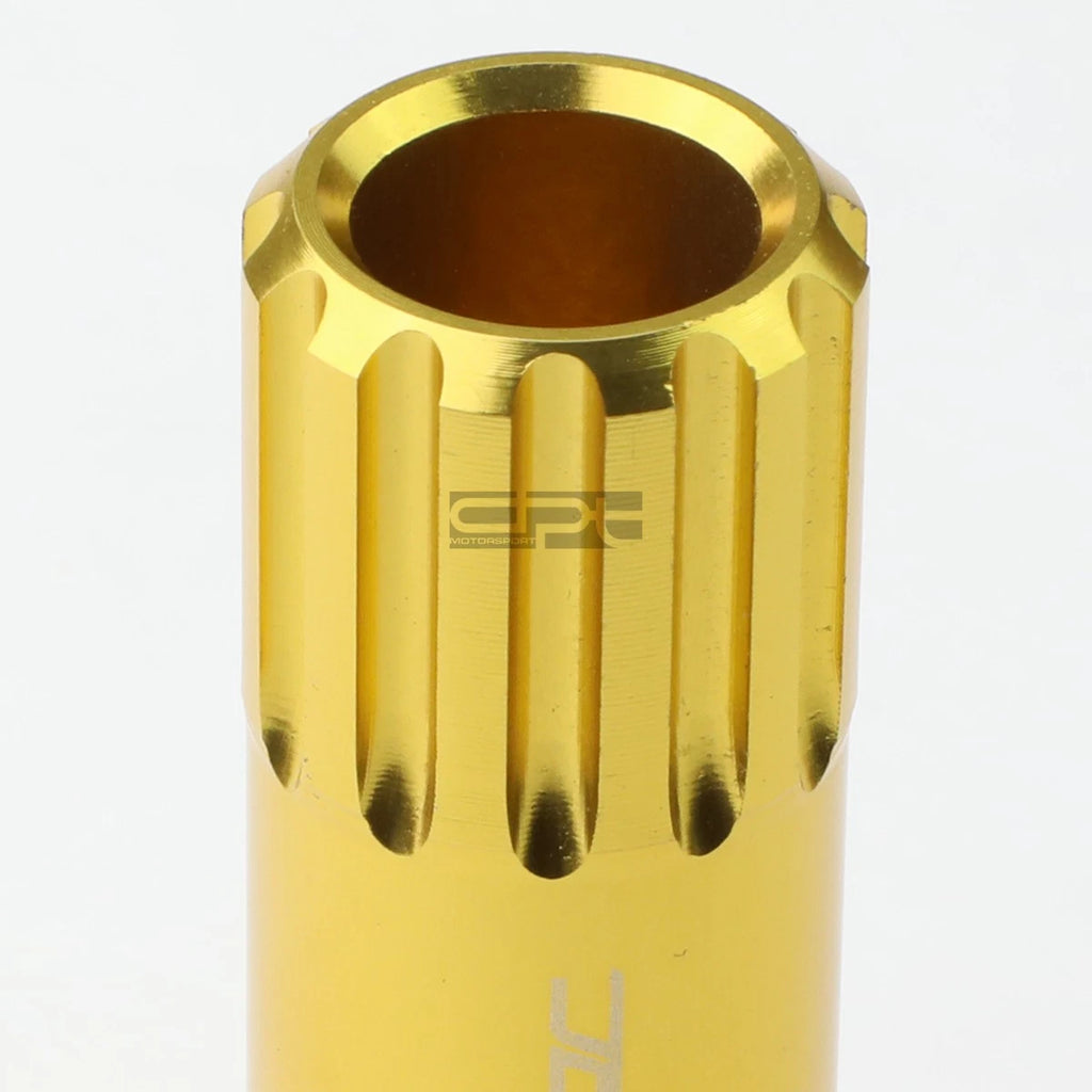 Set of 4 Open-End Aluminum Gold Lug Nuts + Adapter M12x1.25 for