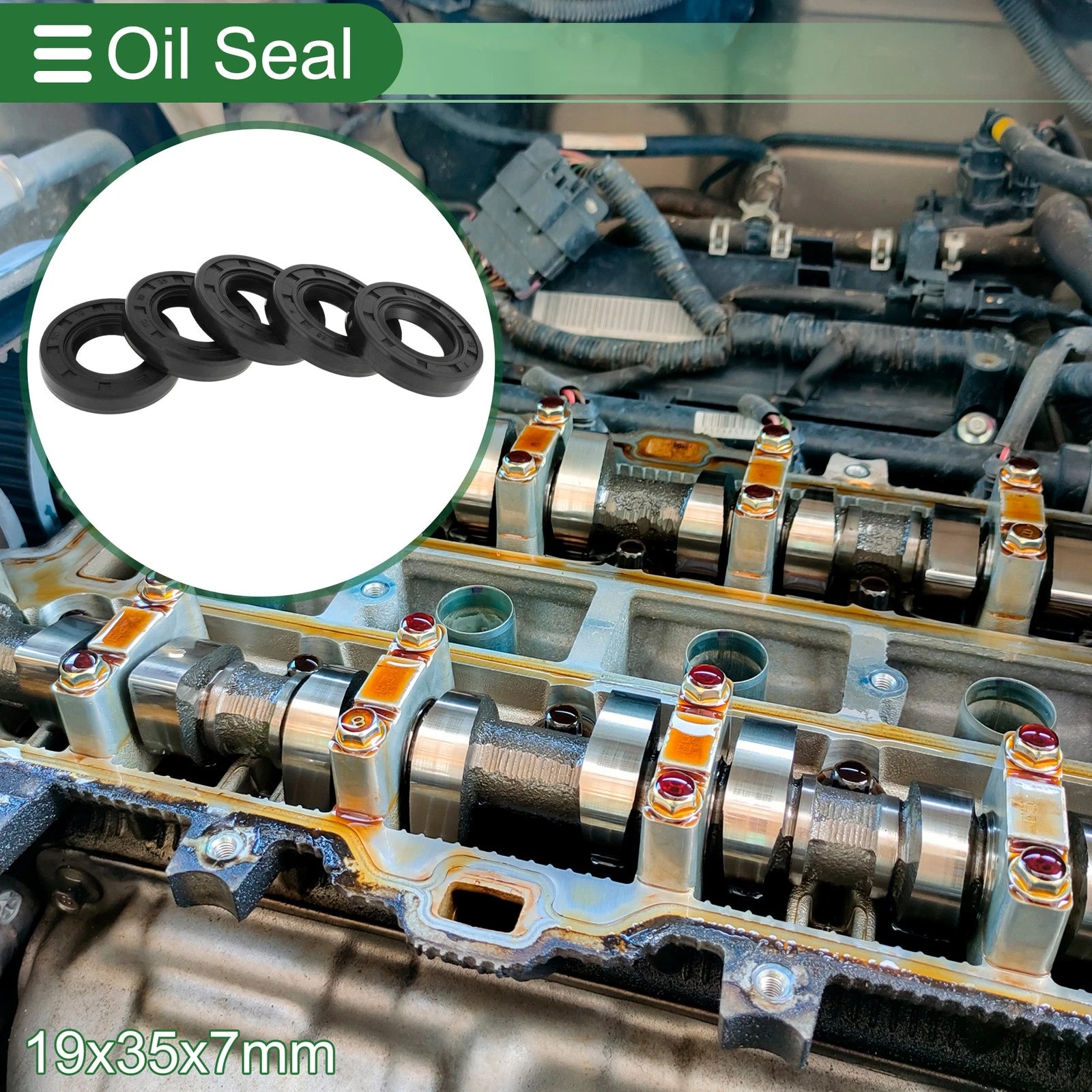 Set of 5 Oil Seal Ring NBR Rubber 19x35x7mm for Universal Applications