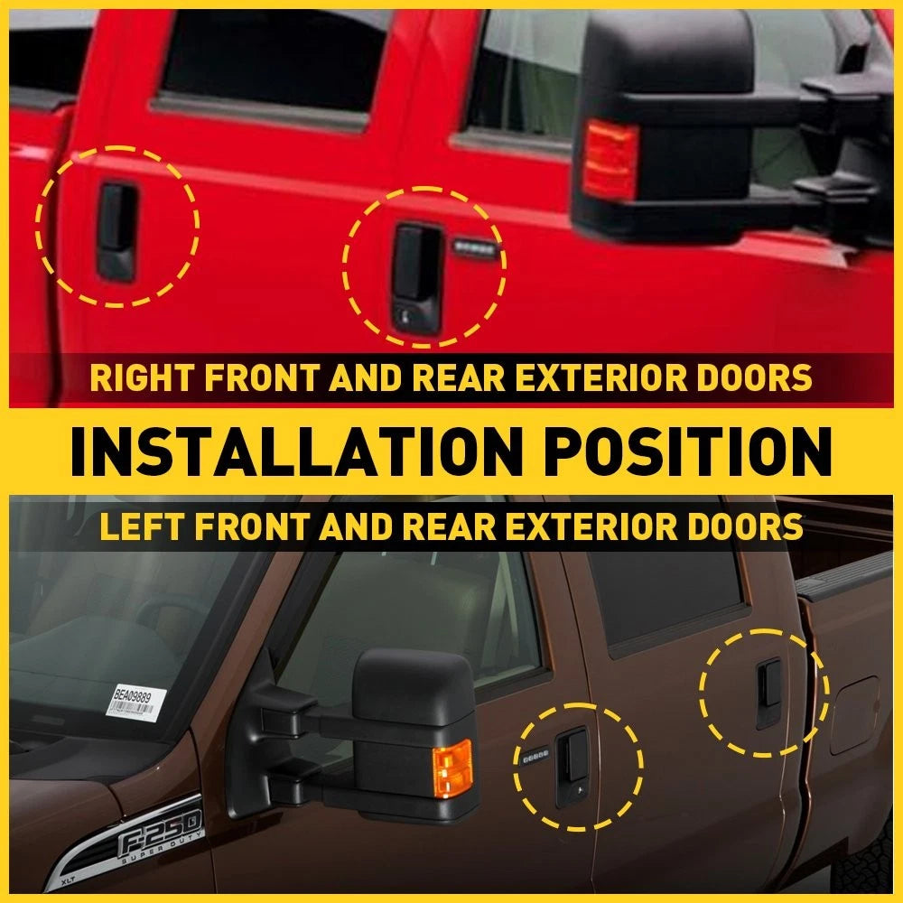 4X Black Exterior Door Handle Set for Ford F-250 F-350 F-450 F-550 (1999–2016)