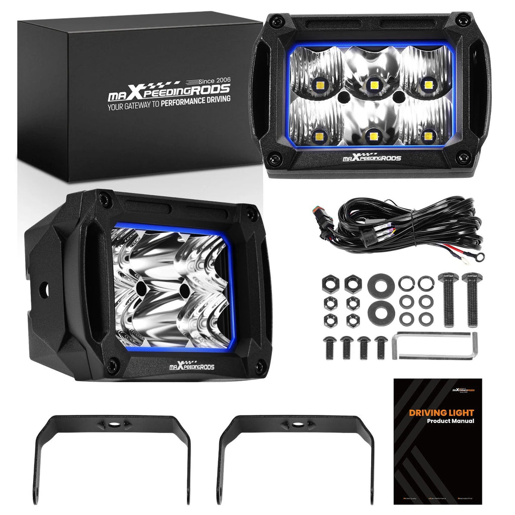 Set of 2 4.4in 60W LED Auxiliary Driving Lights for Offroad Truck Jeep ATV