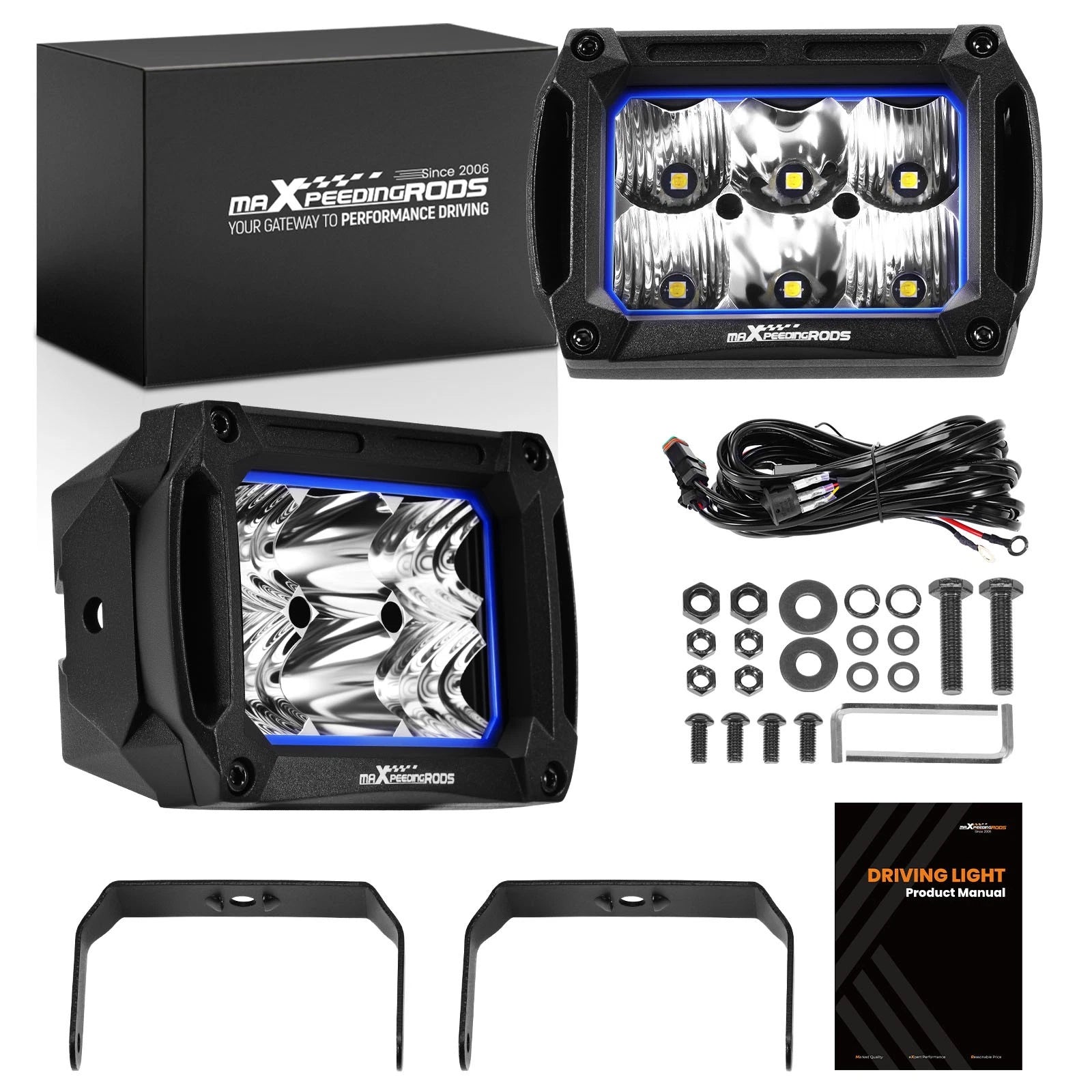 Set of 2 4.4in 60W LED Auxiliary Driving Lights for Offroad Truck Jeep ATV