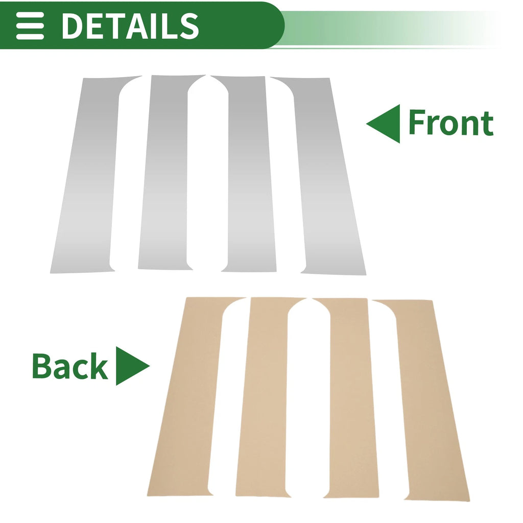 Set of 4 Door Pillar Window Trim for Ford F-250 (1999–2014) Silver Tone