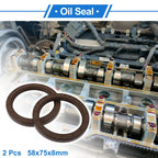 2X Oil Seal Rotary Shaft Seal FKM Rubber 58x75x8mm for Various Models