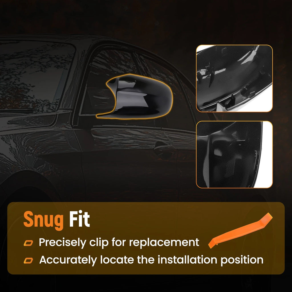 Set of 2 Side Mirror Cover Caps for BMW 3 Series E90 E91 (2008–2011) 51167205291 Black