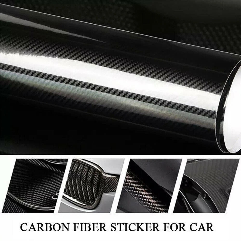 5D Carbon Fiber Black Gloss Vinyl Wrap Sticker Decal Sheet Film for Auto
